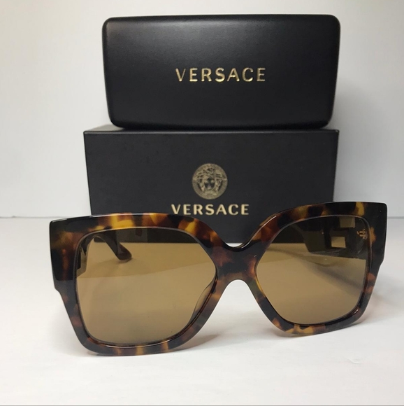 Authentic New Versace Sunglasses Women's 4402 5119/73 Havana-Gold/Bronze 59mm - Picture 3 of 13